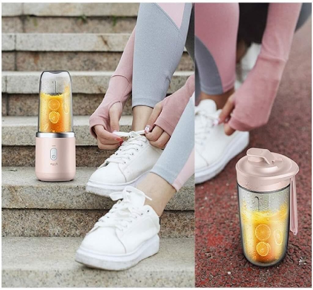 Portable Juicer Blender Mini Juice Extractor, Rechargeable USB Mixer with Stainless Steel Blades, Green