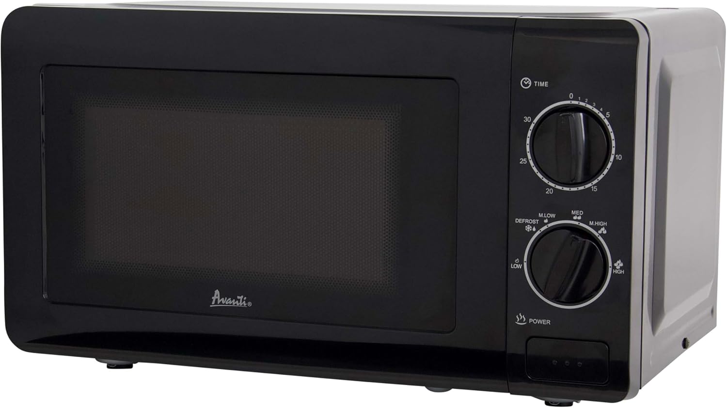 Avanti Microwave Oven 700-Watts Compact Mechanical with 5 Power Settings, Defrost, Full Range Temperature Control and Removable Glass Turntable, 0.7-Cu.Ft., Black