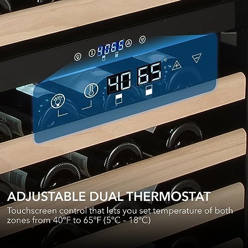 Whynter BWR-1642DZa 164 Bottle Built-in Stainless Steel Dual Zone Compressor Wine Refrigerator Rack and LED Display, Dark Grey