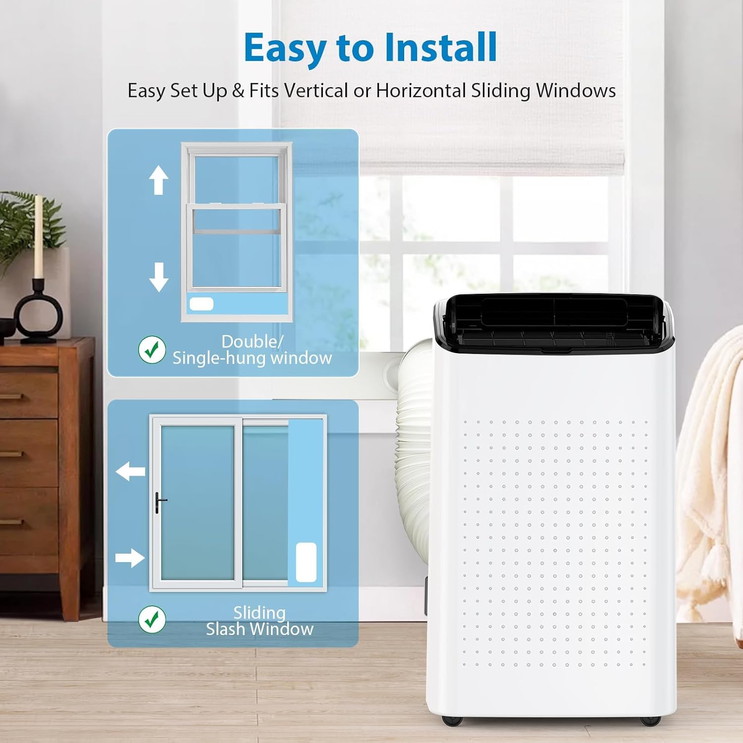 14000 BTU Portable Air Conditioners with Remote Control, 3 in-1 Portable AC Unit up to 700 sq.ft, Auto Swing, 3 Speed, Sleep Mode, 24H Timer for Bedroom, Office, Apartments