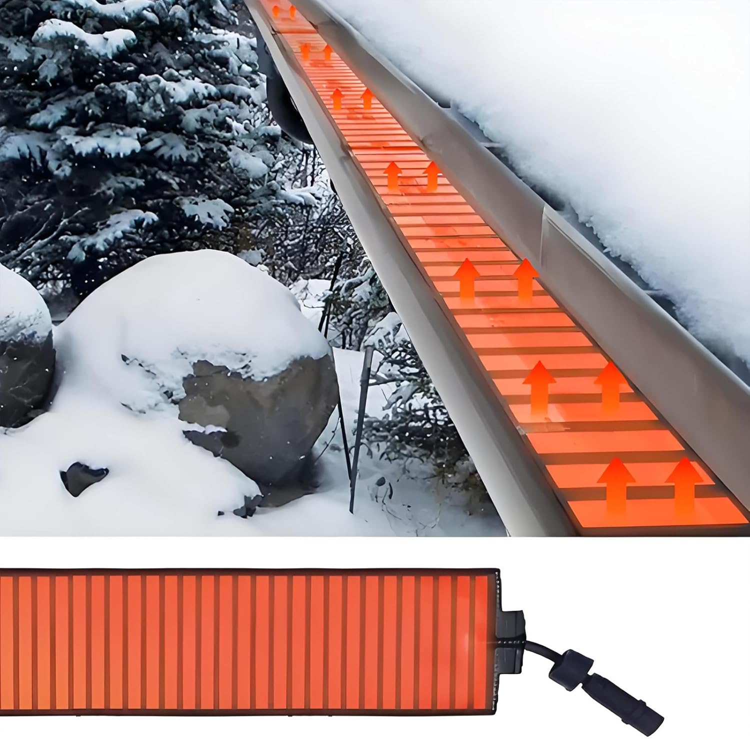 Pro Snow Melting Mat for Roof & Gutters - Outdoor Graphene Heating Tape, Stops Ice Build-Up, Heat Metal Panel for Ice Dams, Width 12cm, Can Curlable 760cm/24.9ft