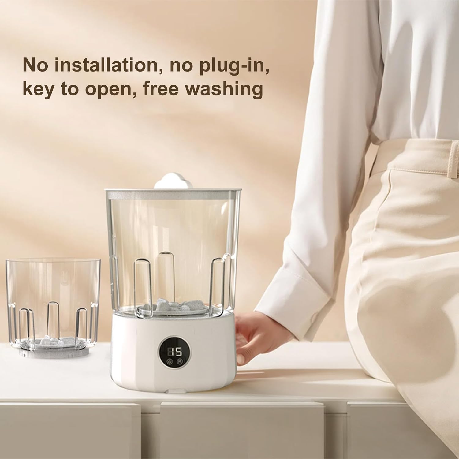 Washing Machine - Portable Washer | Portable Washing Machines For Apartments | Mini Cleaner With 2 Buckets For Bras Socks Baby Clothes Panties Travel RV Hotel Dorm Apartment Outdoor