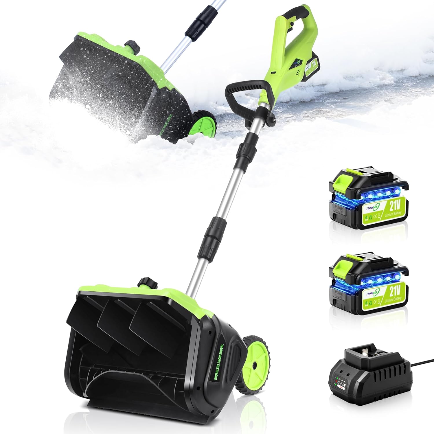Cordless Snow Shovel with Wheels, 16
