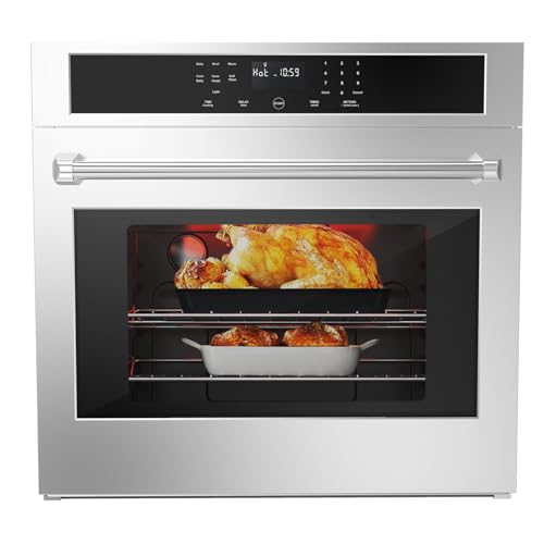 30 Inch Wall Oven Single Wall Ovens, 4.8 Cu. Ft. Electric Built-In Convection Oven, 3800W Broil Bake Roast Function Range, Touch Control, LED Display, Timer, Safety Lock