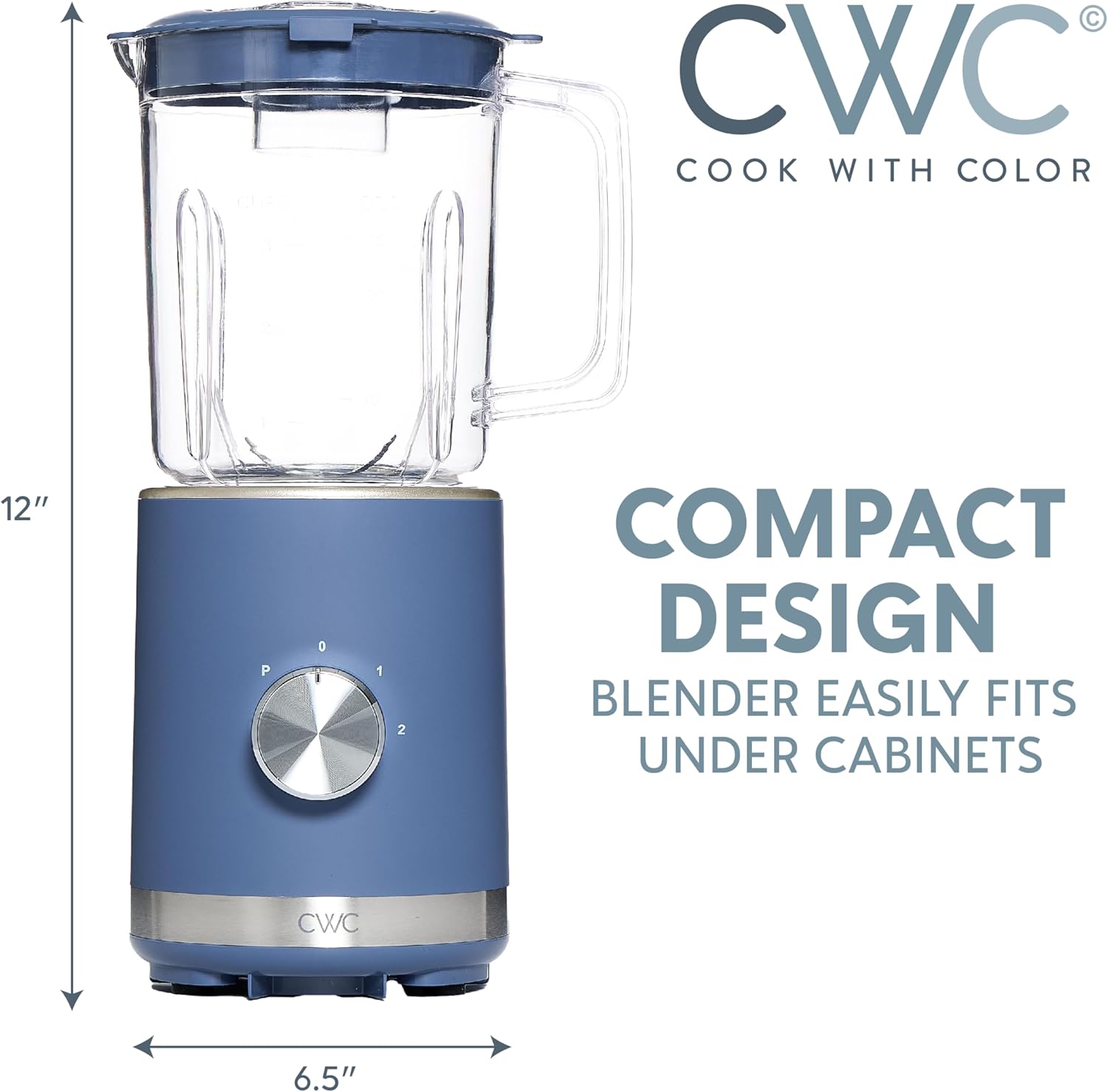 COOK WITH COLOR 300 Watt Blender: Powerful 2-Speed Control with Pulse, 4-Tip Stainless Steel Blades, 25oz (750ml) Jar, and Skid-Resistant Feet, Navy