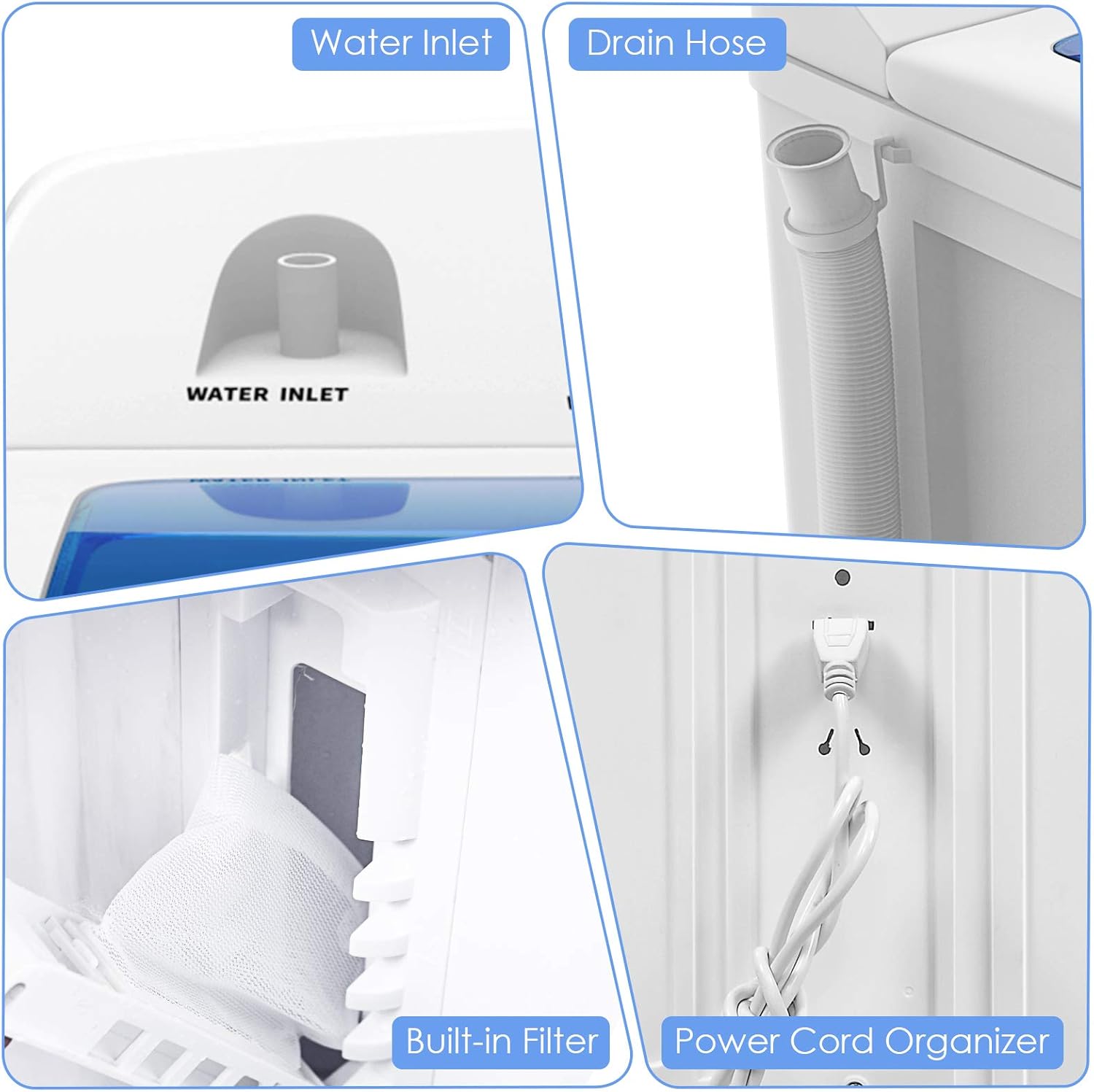 RELAX4LIFE Portable Twin Tub 20 LBS Capacity Laundry Washer & Spinner, Timer, Semi-Automatic Mini Washer and Dryer Combo for Apartment Dorm RV