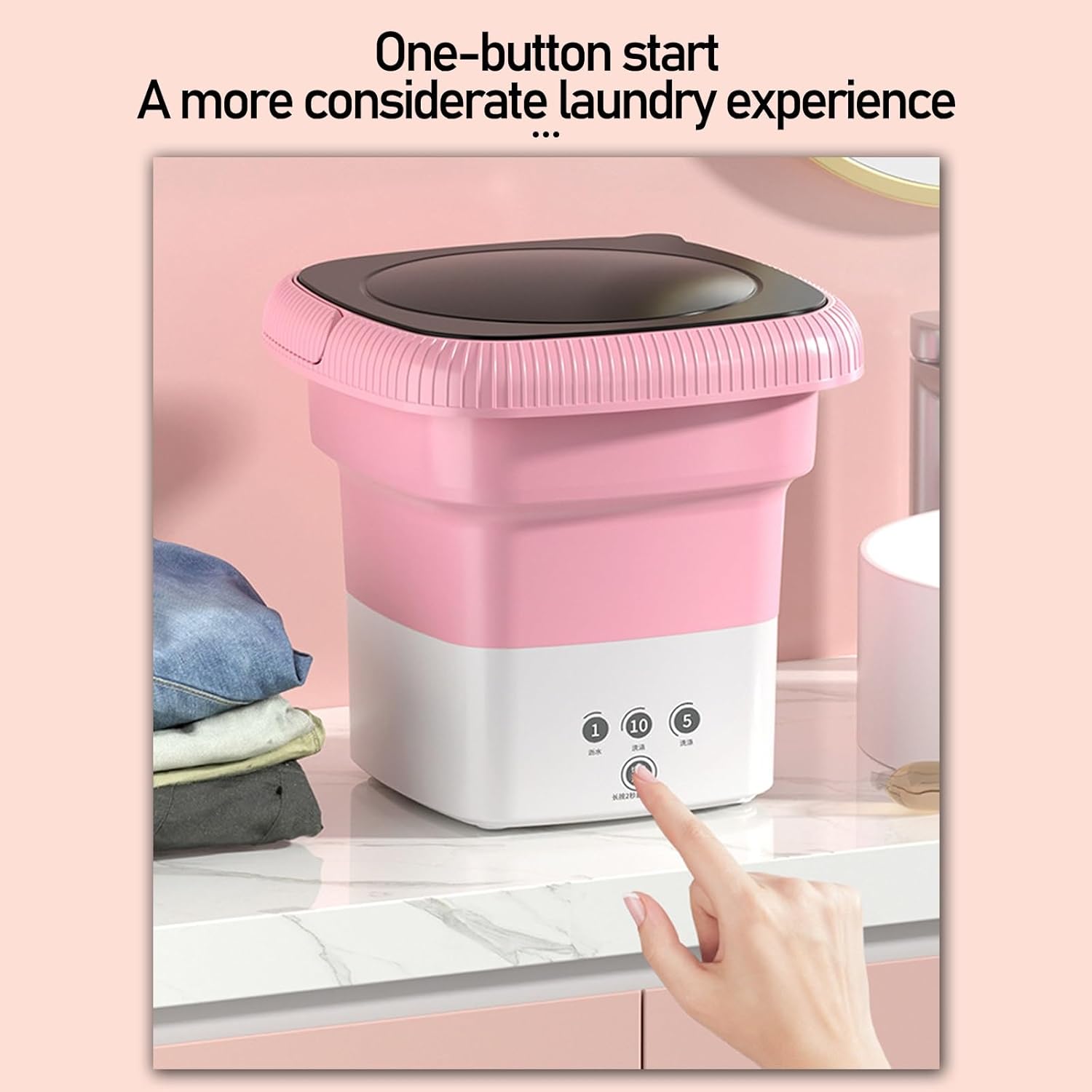 DELURA Foldable Washing Machine with Drain Basket Mini Portable Washing Machine, Portable Washer Machine-6L Capacity (Color : A)