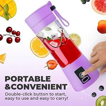 Personal Size Portable Blender - 380Ml Blender Smoothies and Shakes, BPA Free Traveling Juice Cup with Powerful Blending, Freshly Squeezed in Sports/Travel/Home (Violet)