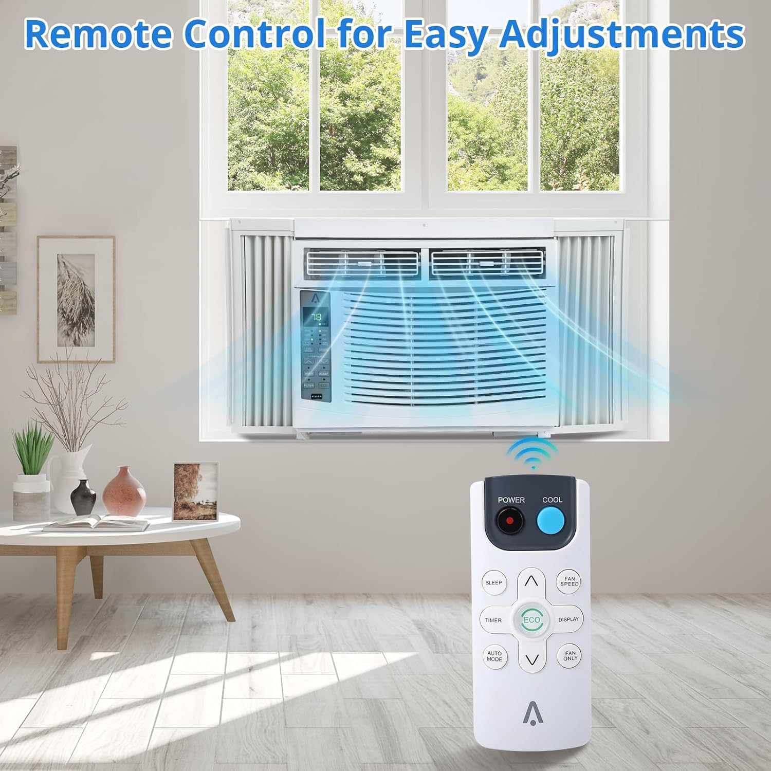 Window Air Conditioner, 6000 BTU Window AC for 250 Sq. Ft, Includes Dehumidify & Fan Modes, Quiet & Easy to Install, Remote Control, Ideal for Home and Office Use, Saddle-Style Design
