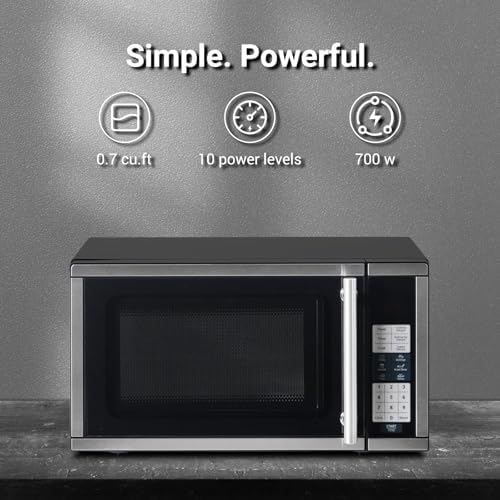 Countertop Microwave Ovens 0.7 Cu. Ft, 700 Watts Microwave Oven With LED Lighting,Turntable and Child Lock,Compact Microwave Perfect for Apartments and Dorms,Easy Clean Interior