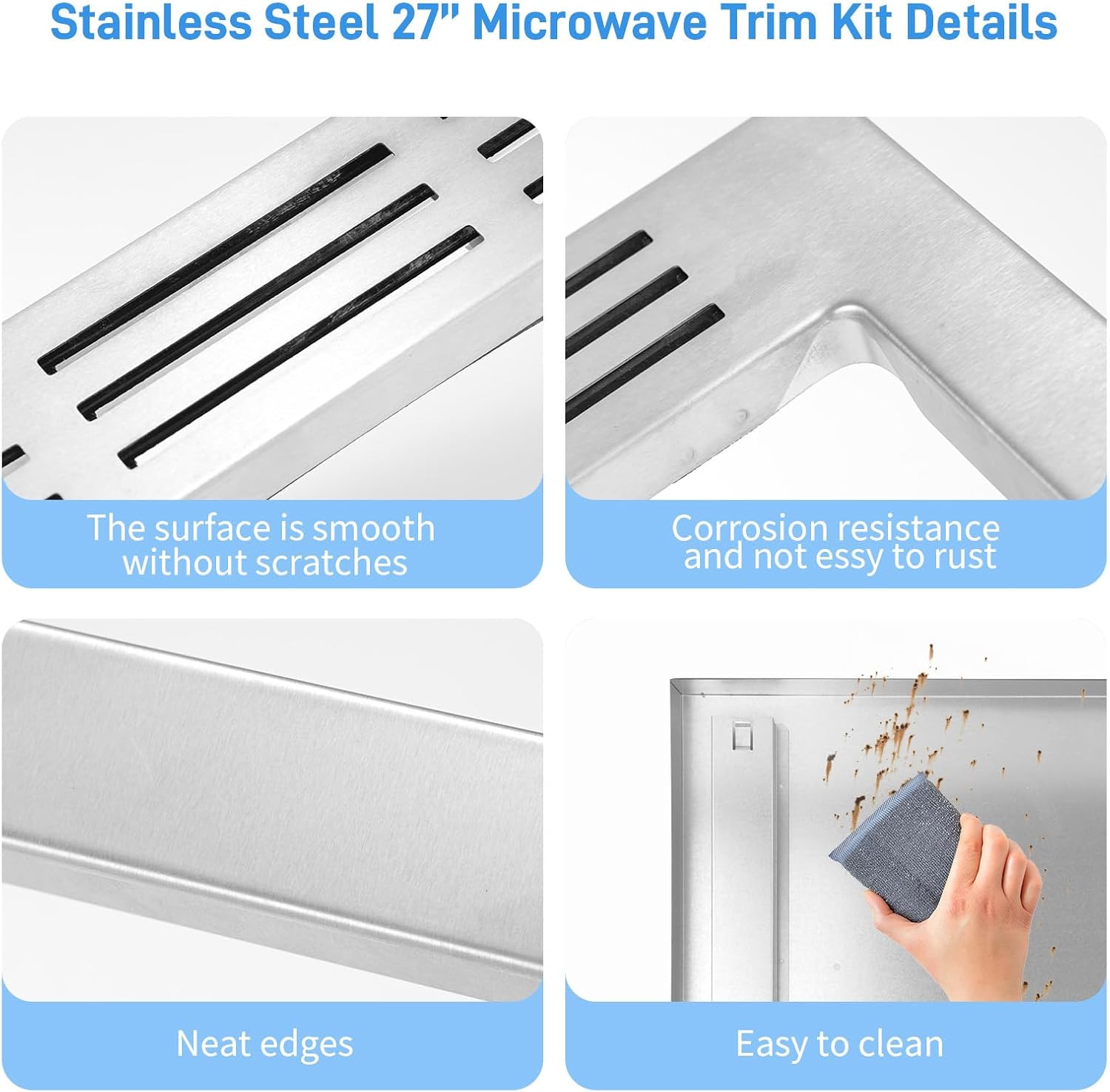 NN-TK922SS 27-inch Trim Kit, Stainless Steel 27” Microwave Trim Kit for 2.2 cu ft Microwave Ovens Compatible with Models Including NN-SE9...S, NN-SD9...S, NN-SN9...S