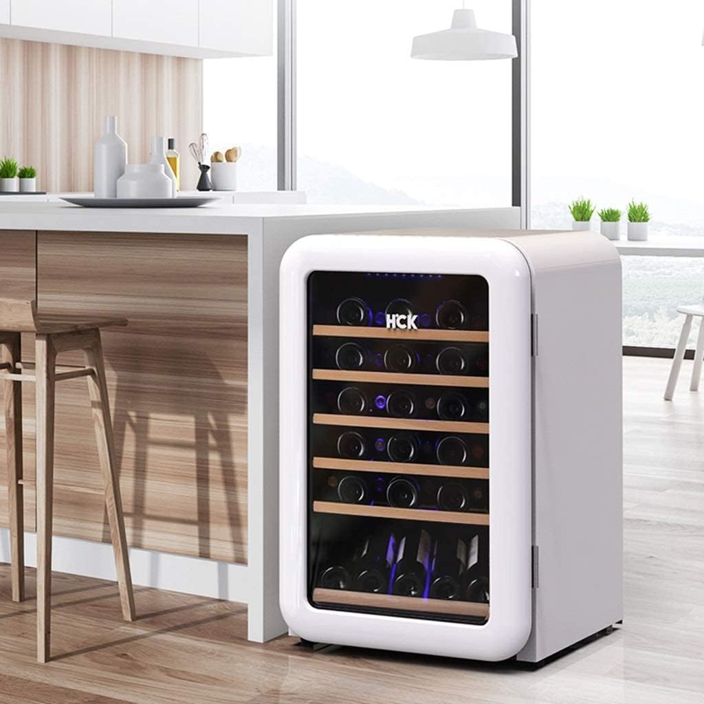 Retro Wine Cooler with 49 Bottles, Household Thermostatic Compressor Ice Bar, Independent Wine Cellar, Transparent Glass Door, Refrigerator Beverage Cooler, Ice Bar
