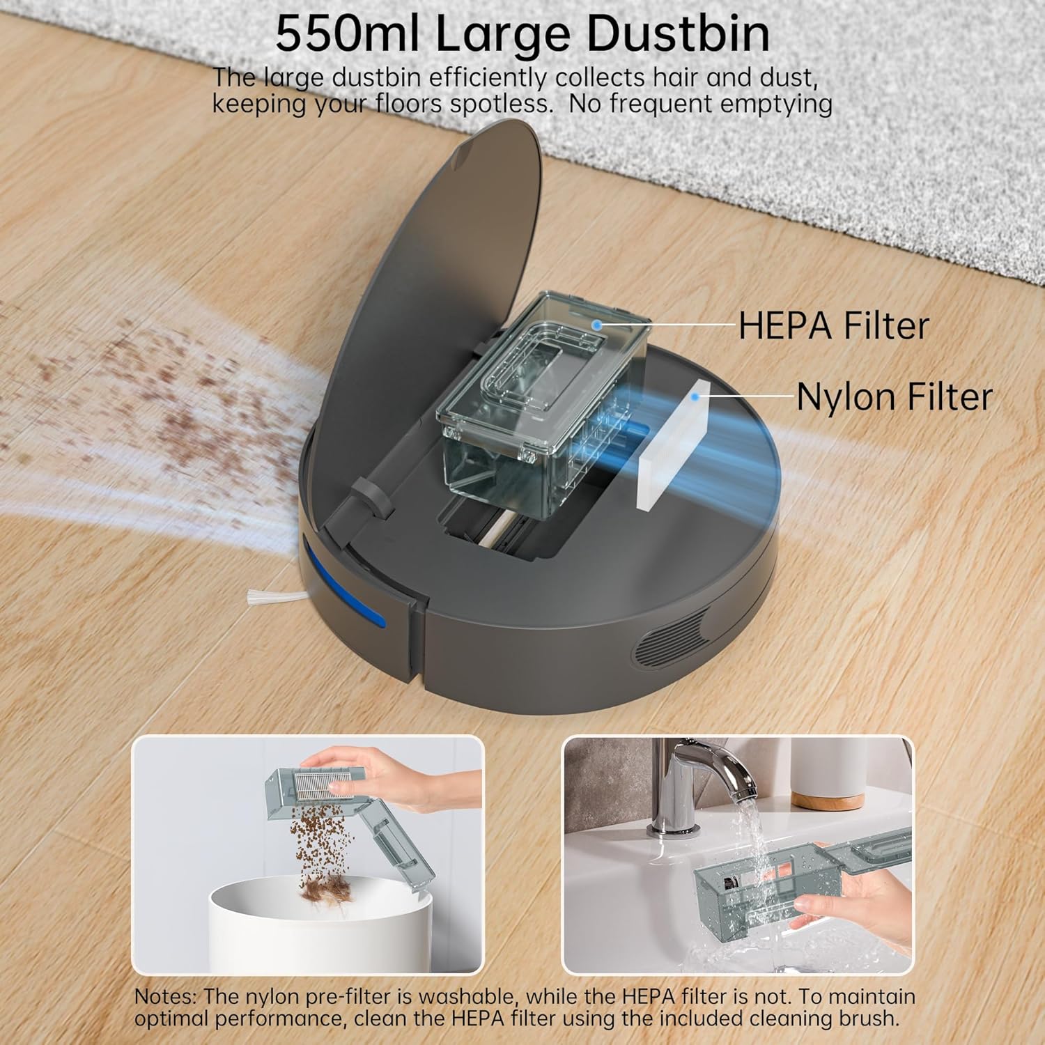 Robot Vacuum Cleaner, Upgraded 3500Pa Powerful Sunction Robot Vacuum with Remote Control,Automatic Self-Charging,Long Run Time,Slim,Quiet Robotic Vacuum Cleaner for Carpet Pet Hair