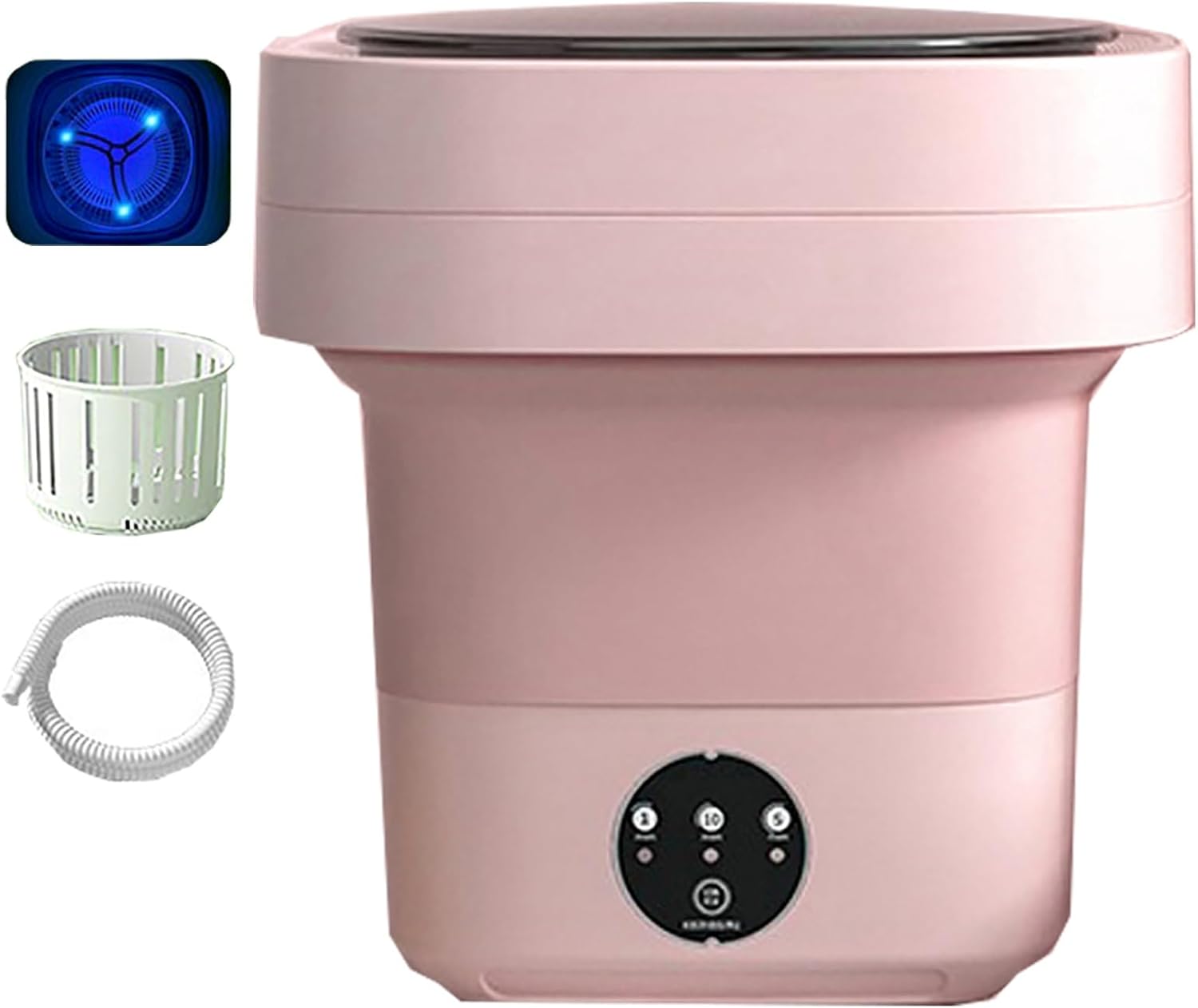 Mini Portable Washing Machine, Folding Washing Machine, Laundry Machine with 3 Modes Deep Cleaning Half Automatic Washt, for Camping, Rv, Travel, Small Spaces (Color : Pink, Size : 11.6L)