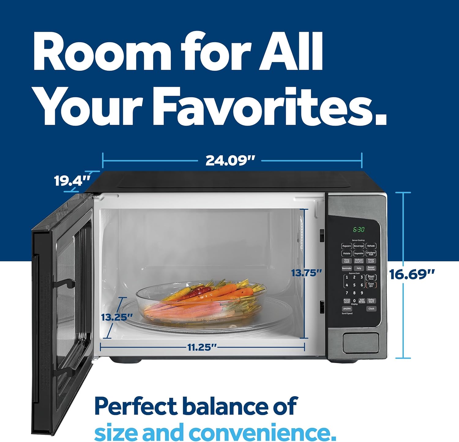 GE Countertop Microwave Oven, 1,200-watt Capacity, 2.0 Cubic Ft., 8 Auto Setting Cooking Settings, Child-Lock Technology, Kitchen Essentials for the Countertop, Dorm Room or Apartment, Black