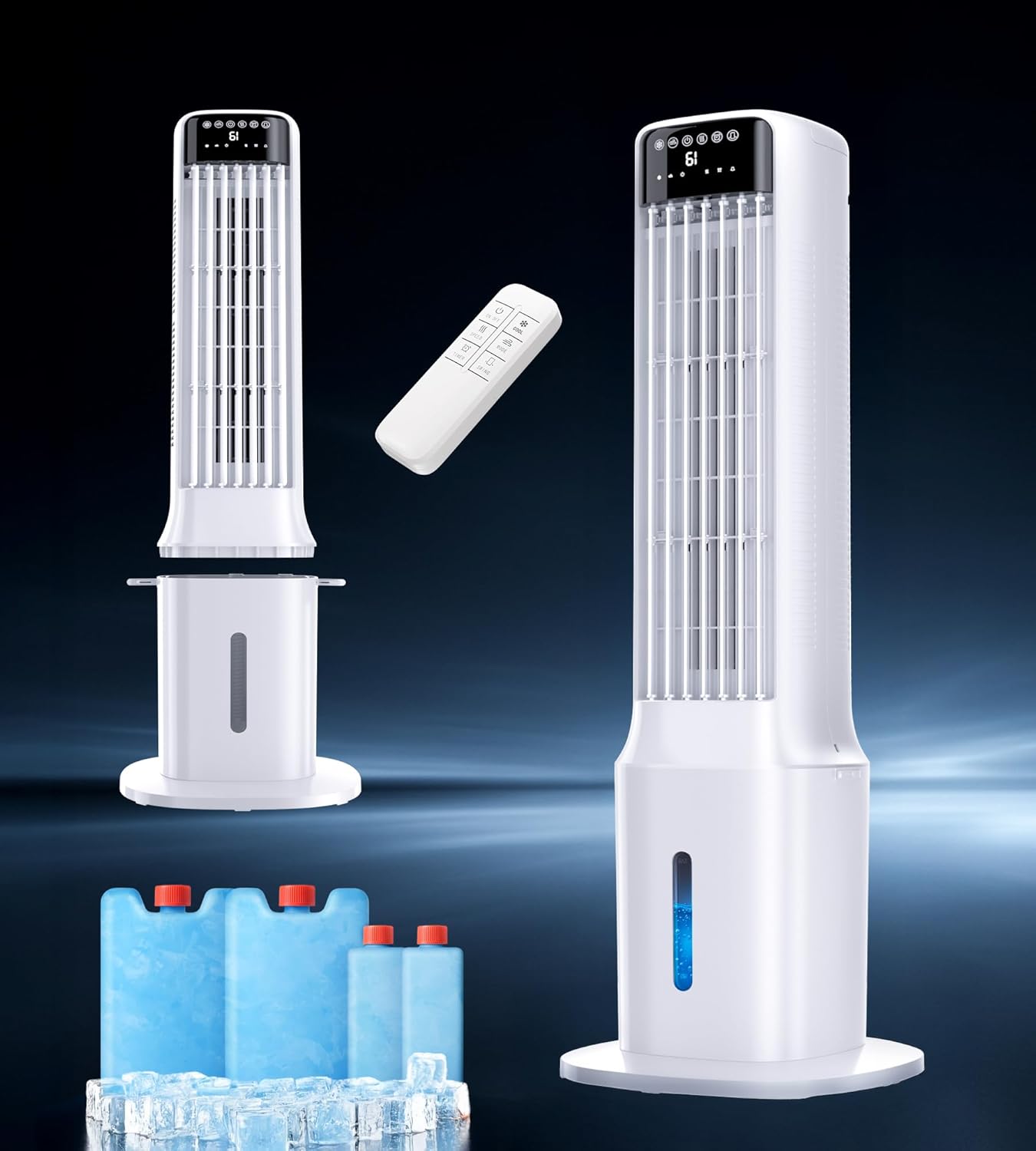 Swamp Cooler Air Conditioner, Evaporative Air Coolers with 120°Oscillating,Windowless Portable Cooling Fan That Blow Cold Air with 24H Timer,3 Speeds Tower Fans for Bedroom Room Indoor,36IN