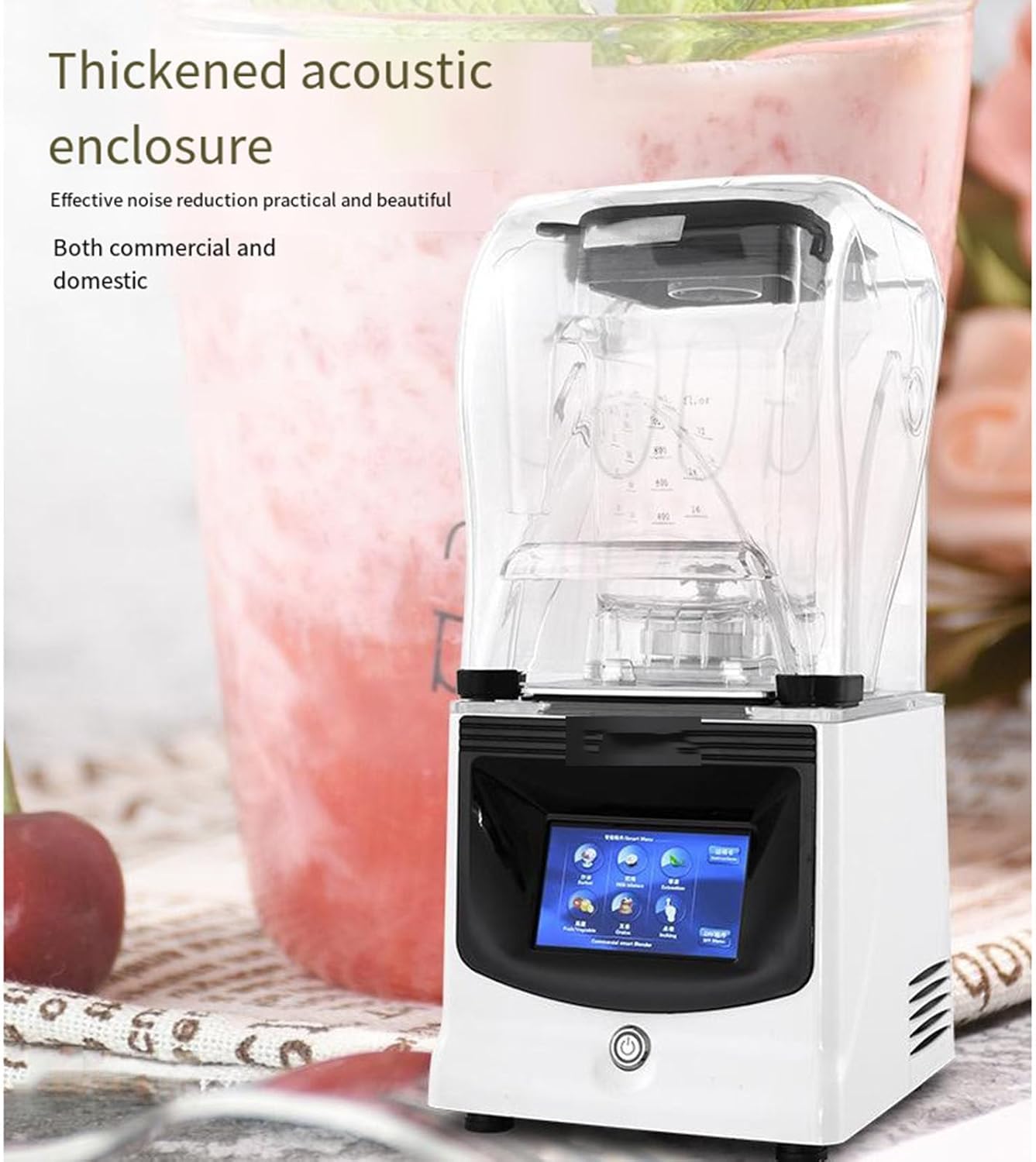 Smoothie Machine Blender 1800W 1.5L Digital Display with Soundproof Cover Independent Cup Lid Crushing Smoothie Machine,Black