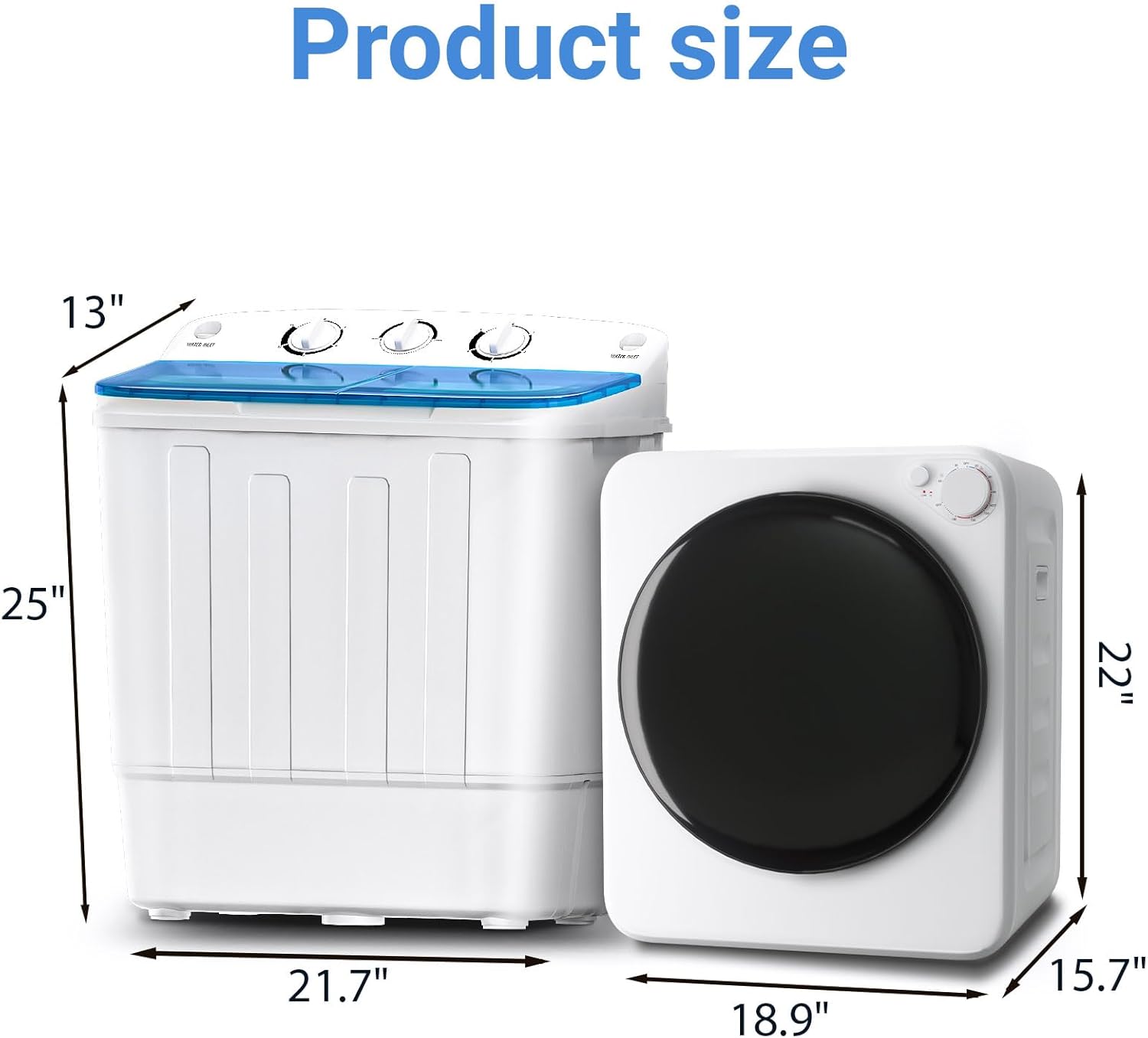 Portable Washer and Dryer Combo Set, 32 lbs Portable Clothes Dryers, 5 Drying Modes, 18 lbs Fully Automatic Washing Machine, Compact Washer and Dryer for Apartment, RV, Dorm