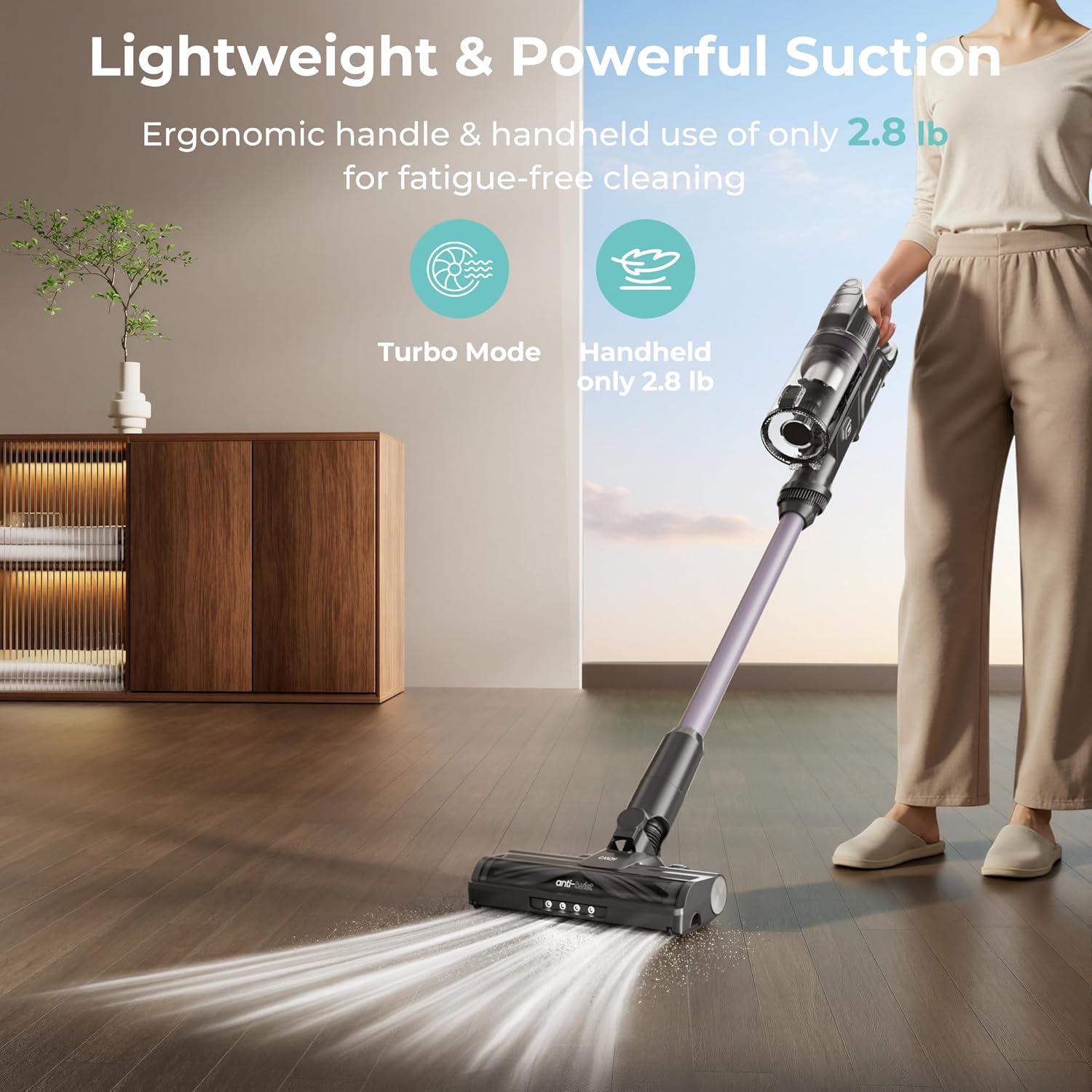 Candy Cordless Vacuum Cleaner,45Mins Vacuum Cleaners for Home,Stick Vacuum,Strong Suction,Removeable Battery,Anti-Tangle,One Click Clean,Lightweight Handheld for Hardwood Floor Carpet Pet Hair Car