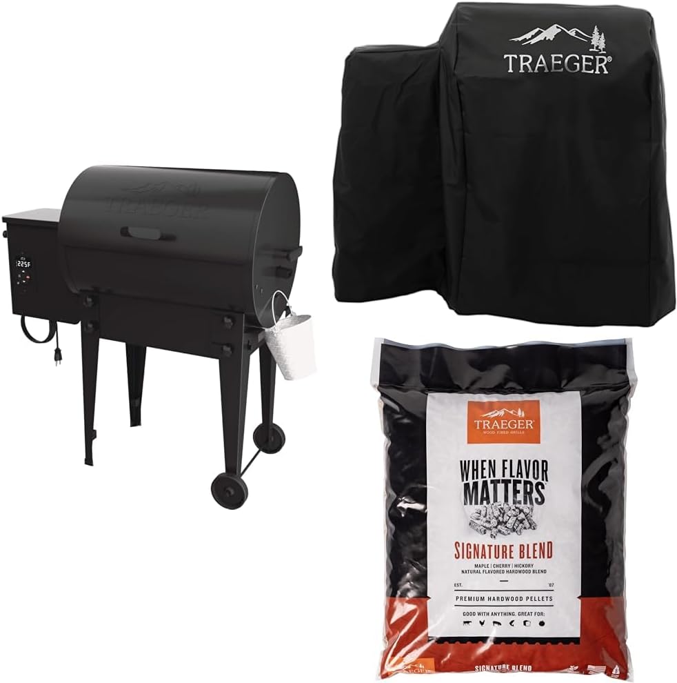 Tailgater Portable Wood Pellet Grill and Smoker with Full-Length Cover and Signature Blend Pellets 18 lb Bag