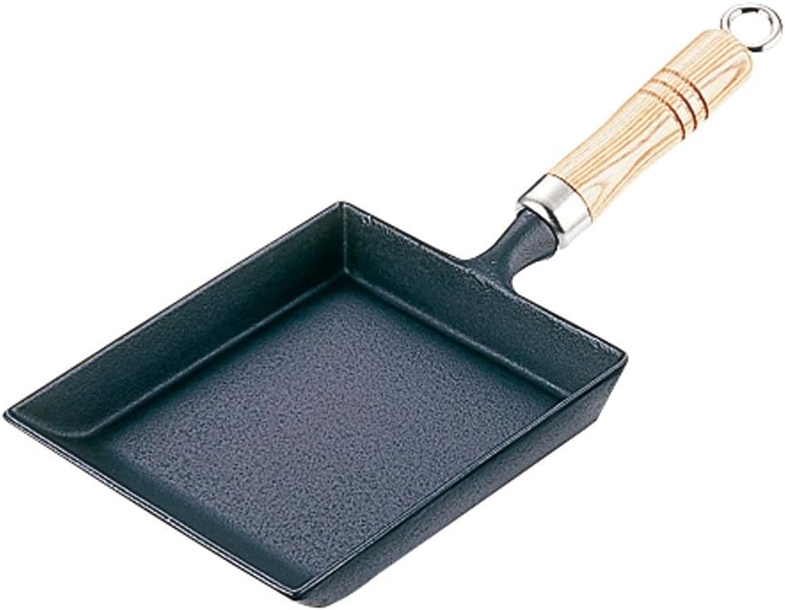 Iwachu Square Frying Pan, 18 x 15 7.5 cm, Black, Non-Stick, Wood Handle, Induction Compatible