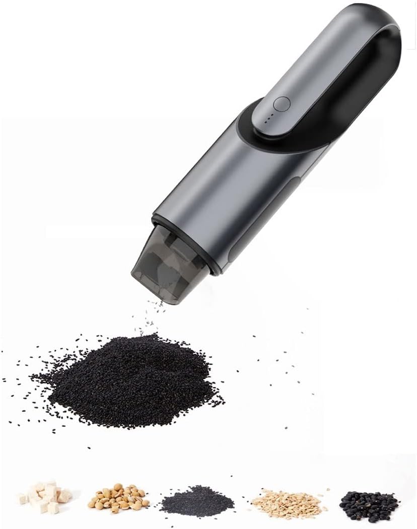 Mini Protable Car Vacuum Cordless,Handheld Vacuum for Quick Cleaning, Hand held vacuuming, USB Rechargeable for Car Home and Office (Color : Black)