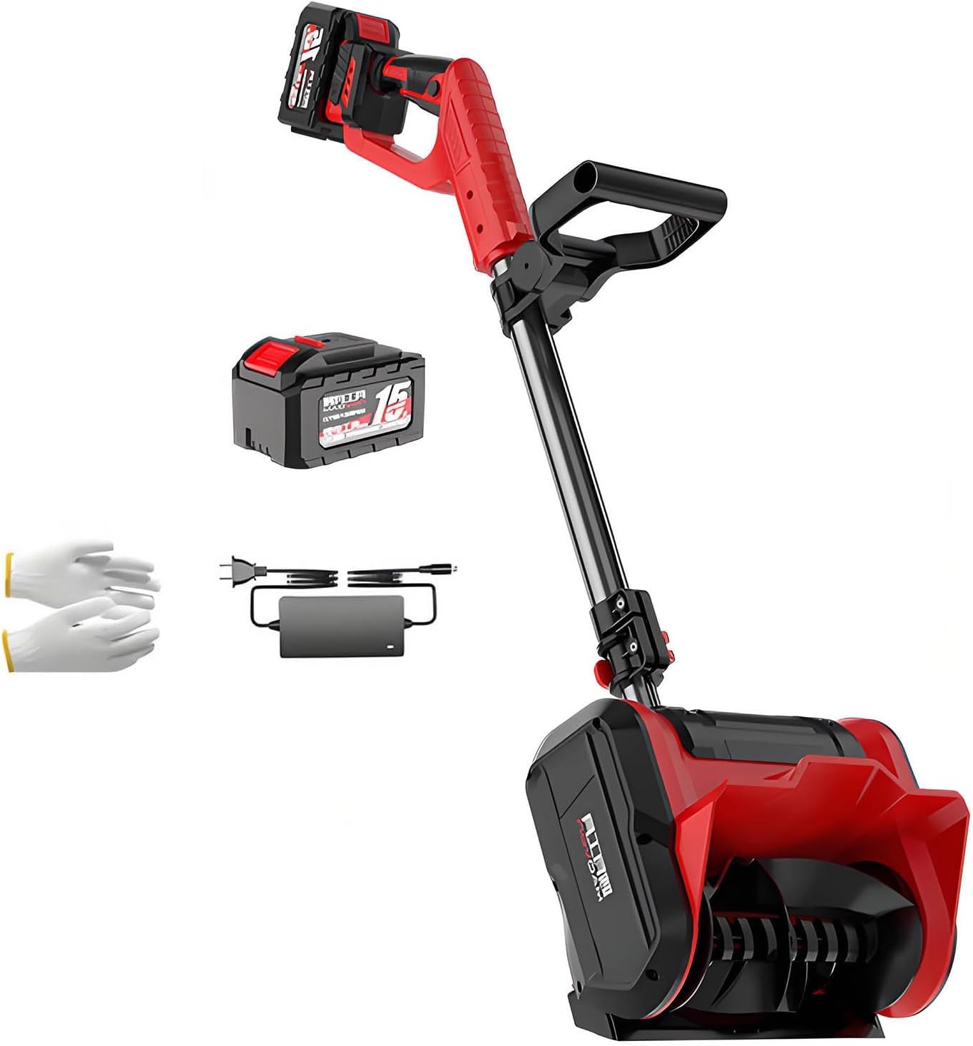 Retractable Snow Thrower, Electric Snow Shovel with Adjustable Auxiliary Handle, Double Safety Switch, Perfect for Steps, Porch, Decks or Walkways(One Battery)