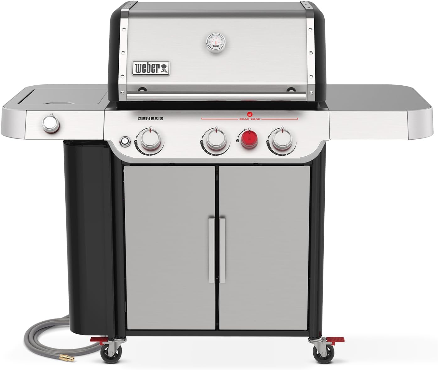 Weber Genesis S-335 Natural Gas Grill for Outdoor Cooking, 3 Burners and 1 Side Burner, Stainless Steel