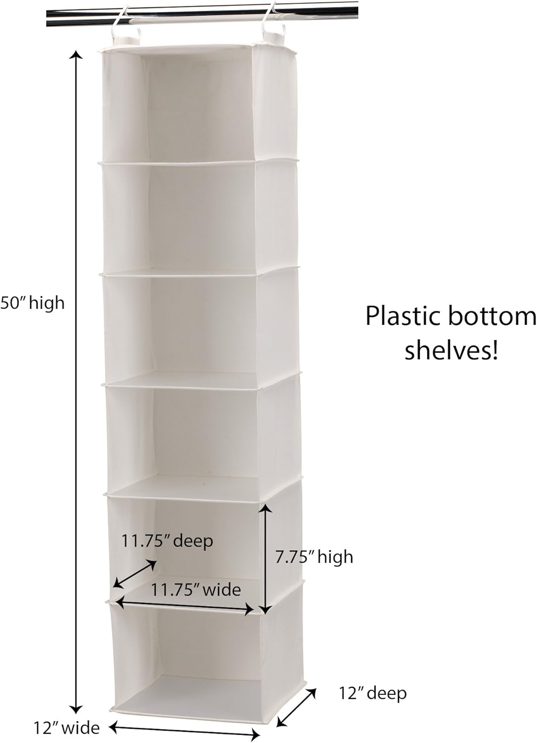 Household Essentials 311312 Hanging Closet Organizer | 6-Shelves | Natural Canvas