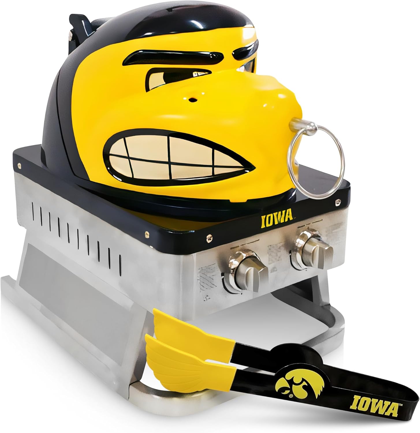 Hawkeye Portable Propane Gas Grill, 16,000 BTU Tabletop Barbecue with 2 Burners, Dual Temp Control for Tailgating, RV, Backyard BBQ, and Camping