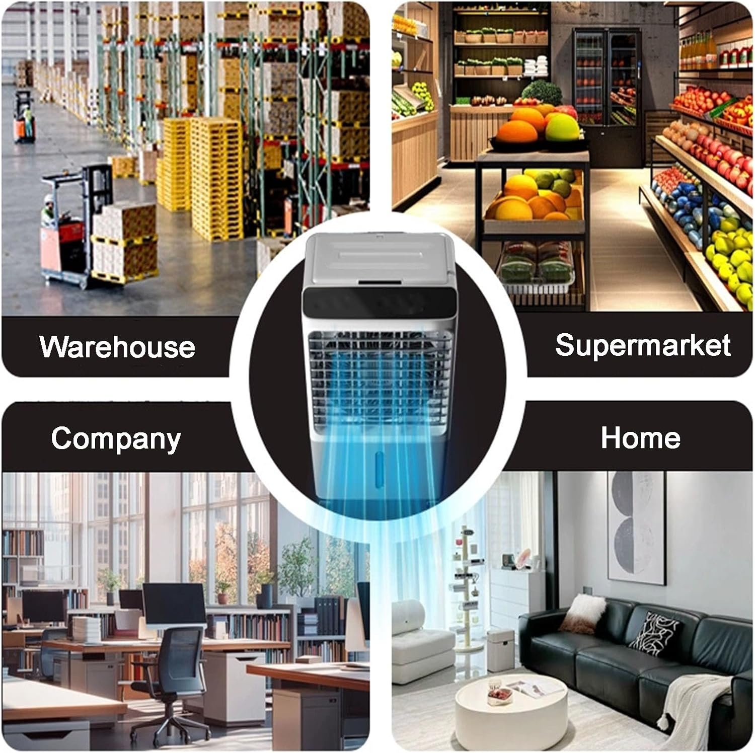 Evaporative Cooler, Knob Type Swamp Cooler, Portable Air Conditioners with 4 Ice Crystals, 3 Speed, 120° Oscillation for Room, Patio, Garage(88cm/35in)