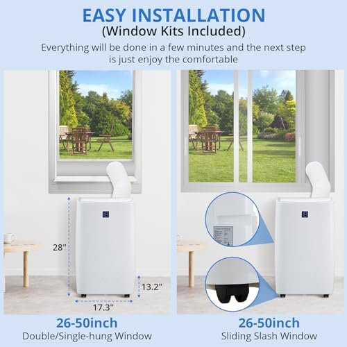 Portable Air Conditioners 14,000 BTU, AC Unit for Bedroom With 3-In-1 Cooling, Fan & Dehumidifier, Smart Control Via Remote, Drainage-Free Design for 750 Sq.Ft Rooms, White