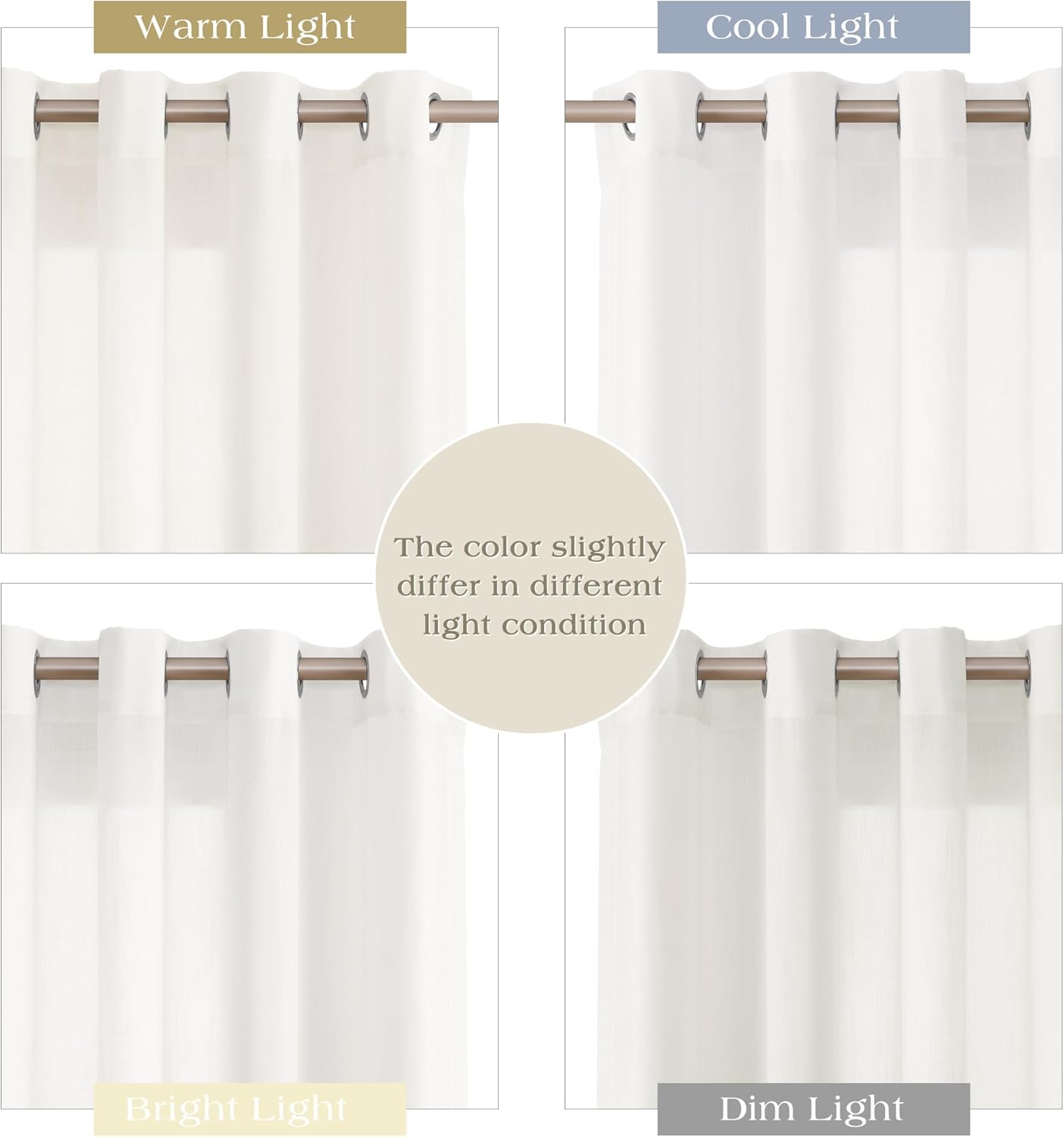 Ivory Linen Curtains 84 inches Long 2 Panel Set Grommet Elegant Semi Sheer Light Filtering Drapes Neutral Boho Off White Linen Blend Privacy Window Curtains for Living Room Bedroom 52X84