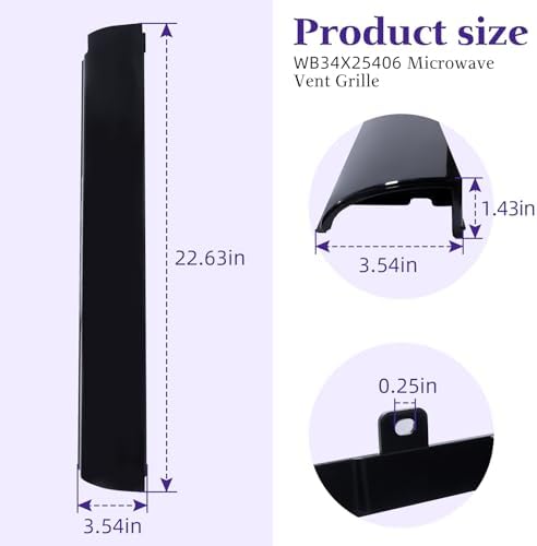 WB34X25406 Microwave Vent Grille, WB34X25406 Top Vent Grille, WB34X25406 Microwave Vent Kit Compatible with GE Replaces JVM3162RJ1SS, JNM3163DJ1BB, JNM3163RJ1SS, JNM3184DP8BB