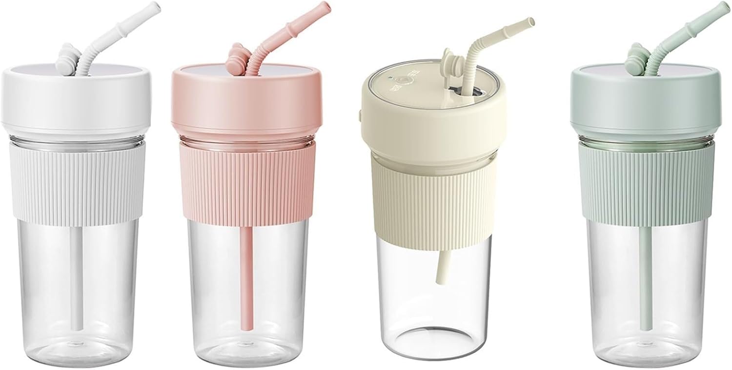Small Portable Electric Blender with Straw, Rechargeable Juicer Mixer for Fruits & Vegetables, 350ML