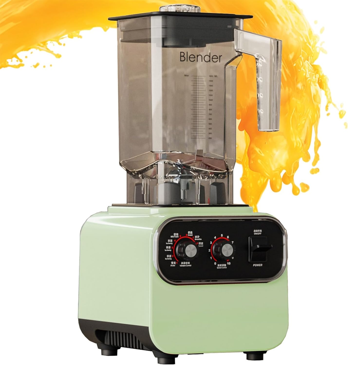 Power Elite Blender For Shakes And Smoothies With Mini Food Processor Vegetable Chopper 10 Speed, 2L Glass Jar, 8 Functions For Puree, Ice Crushing (Color : Green, Size : 110V)