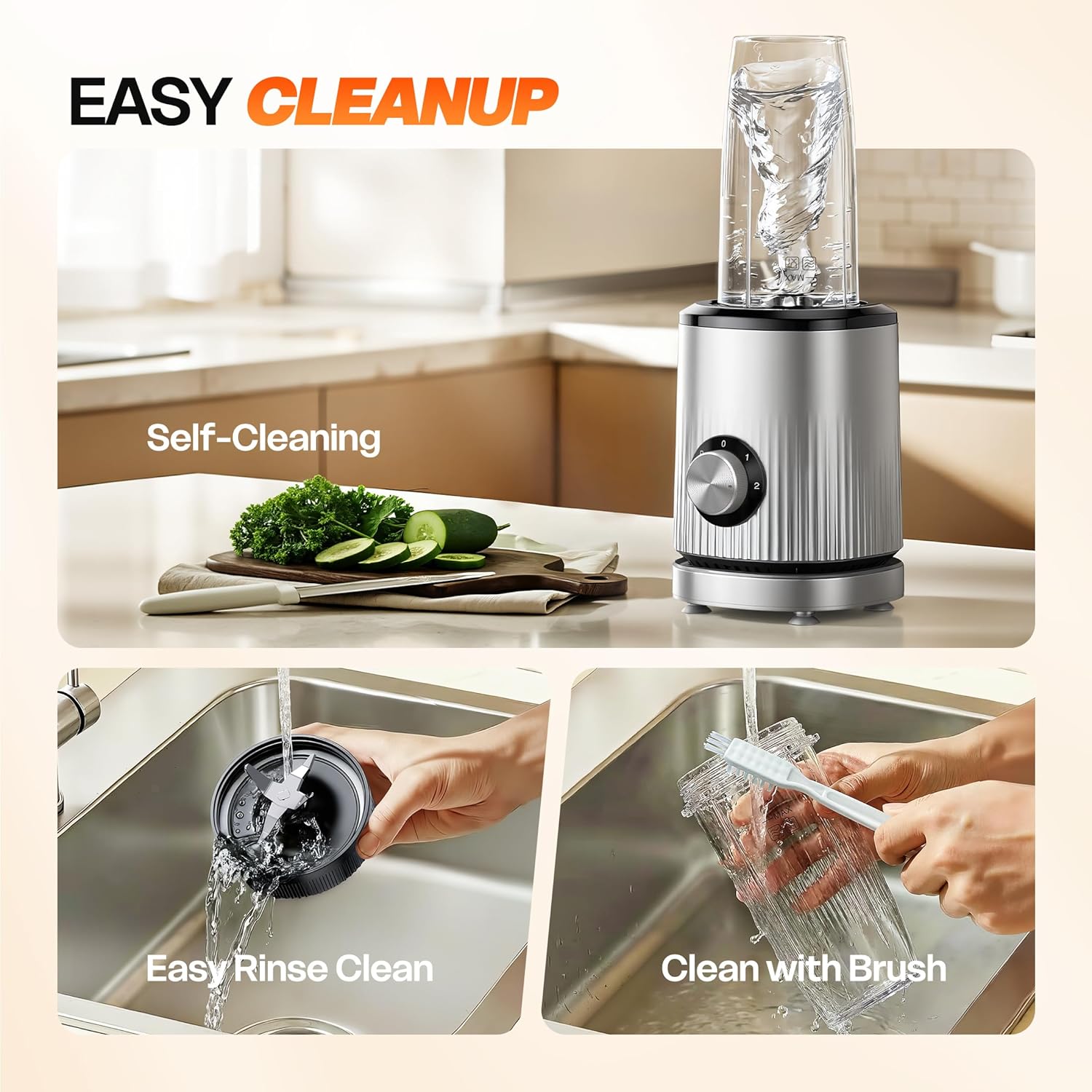 Blender for Smoothies, Portable Personal Blender for Shakes, Food Prep, Frozen Blending, with 2x24oz Travel Cups & Sip Lid, Smoothie Maker Mixer for Kitchen Home Use, BPA Free, Nutritious Recipe