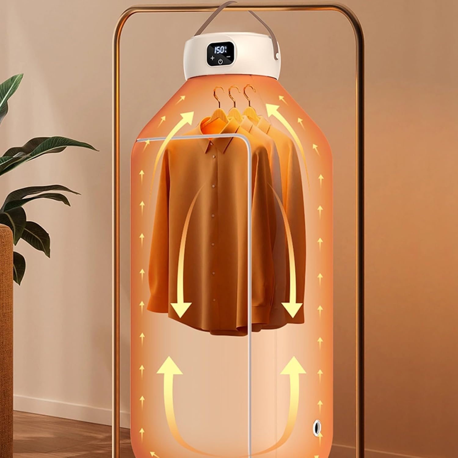 Portable Clothes Dryer, Mini Small Compact Foldable Quiet Fast-Drying Electric Machine with Adjustable Timer, Dryer Machine for Laundry Apartments and Travelling, Hotel Room (Beige)