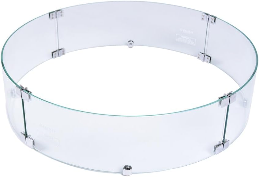 Elementi Plus Glass Wind Screen Outdoor Firepit Bowl Wind Guard Round Clear Fire Pit Glass Guard Fireplace Screen Tempered Glass Wind Shield Firepit Accessories - 25.4 x 25.4 Inches