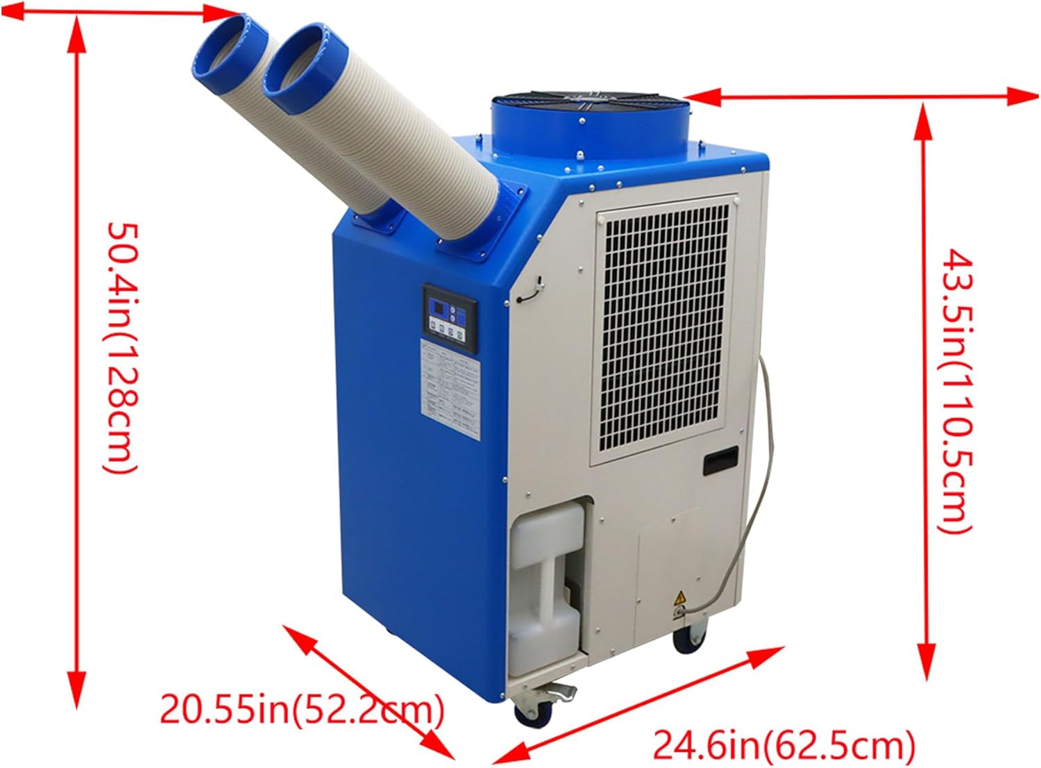 220V Industrial Air Conditioner Outdoor Air Conditioning Fan Equipment Double Tube 780m³/h Blue