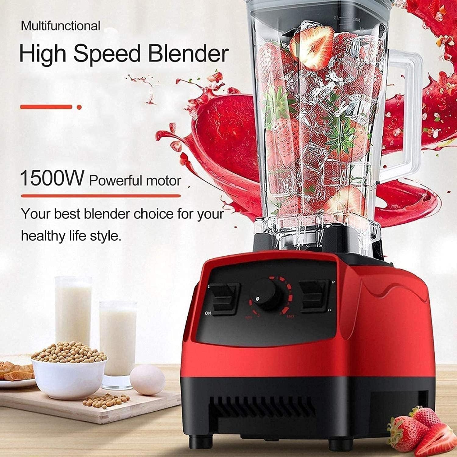 Home Small Ice Crusher, Milkshake Smoothie 1000 W Blender, High Speed Ice Crusher 2L Home Heating Automatic Cooking Machine