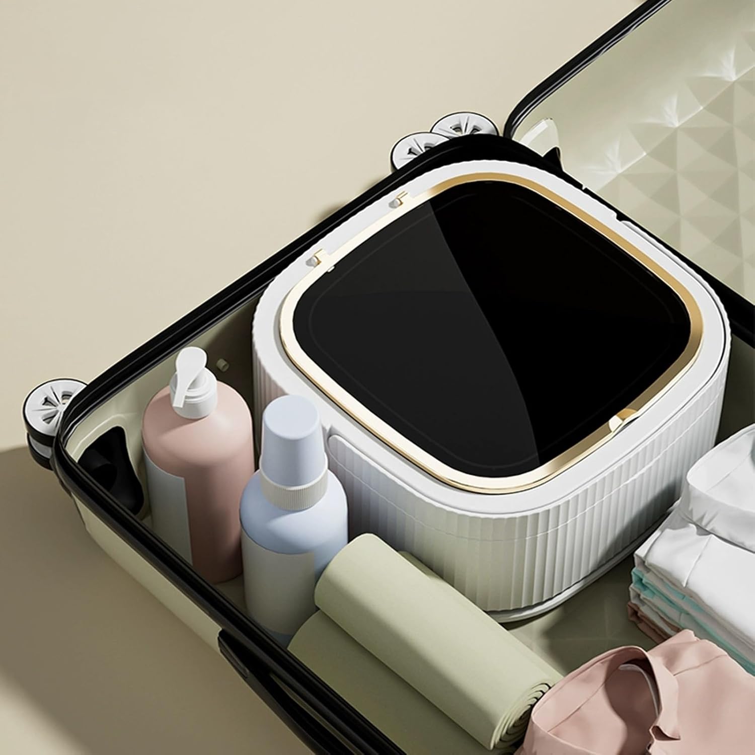 Mini Portable Washing Machine , 18L Upgraded Large Capacity Foldable Washer, Small Washing Machine, Travel Washing Machine, Deep Cleaning of Underwear,baby Clothes,for Apartments,Dorm,Camping(Gray)