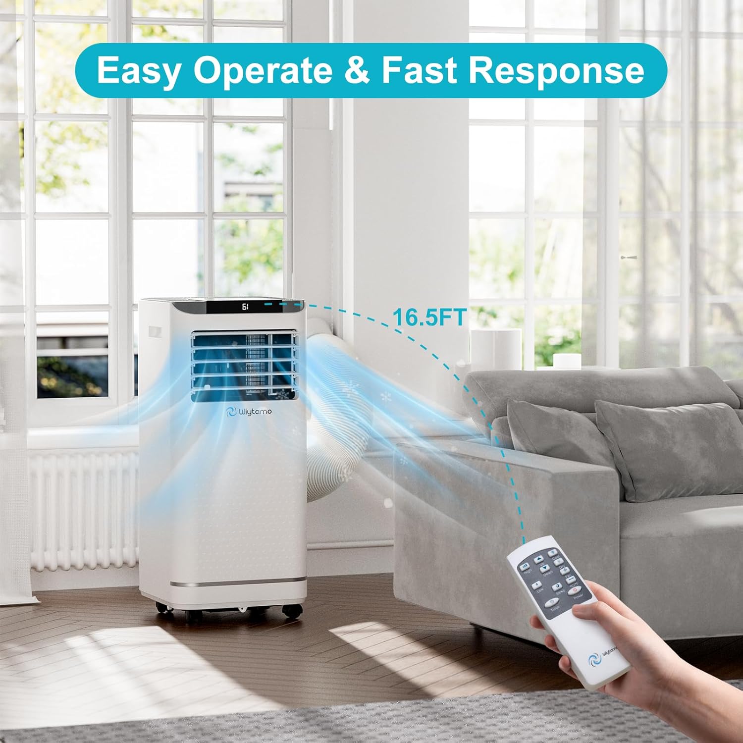 10,000 BTU Portable Air Conditioners, 4 in 1 Portable AC Unit, Cool, Heat, Dehumidifier & Fan, 450 Sq.Ft Room Air Conditioners Portable Up, LED Display & Remote/24 Hrs Timer/Self Evaporation