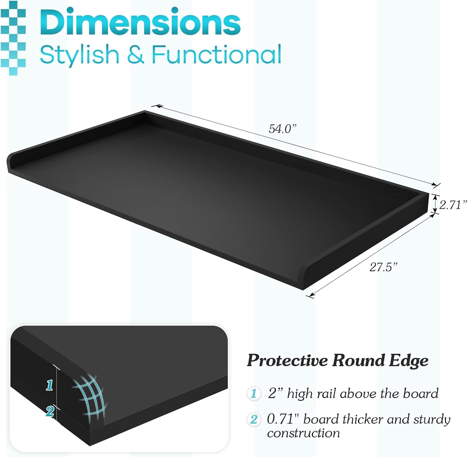 Kaboon Washer Dryer Countertop Only, Melamine Countertop with Edge Rails - 27.5