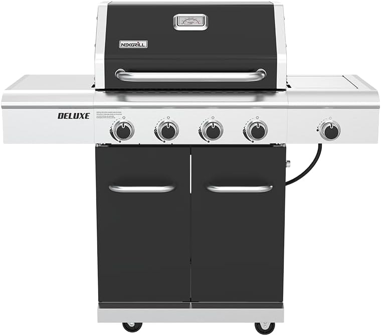 Nexgrill 4-Burner Natural Gas Grill with Side Burner and Griddle Insert, 627 SQ In Total Cooking Space, 59,000 BTUs Output, BBQ Grill Perfect for Outdoor Gatherings - 730-0958HE