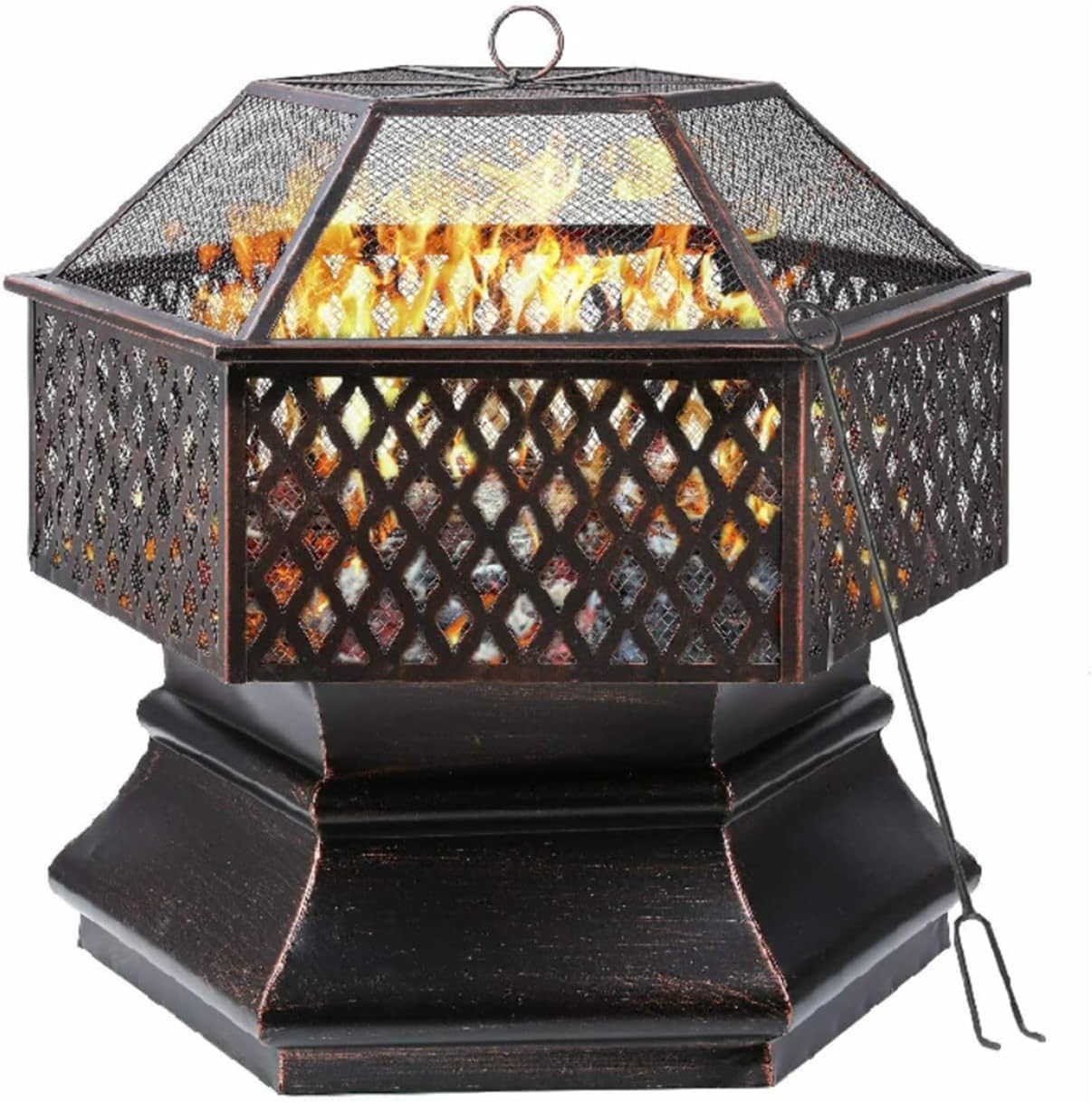 Outdoor Fire Mesh Cover Steel Fire Pit BBQ Fire Pit Outdoor Smoking BBQ Mesh Camping Wood Burning Stove Outdoor BBQ Stove