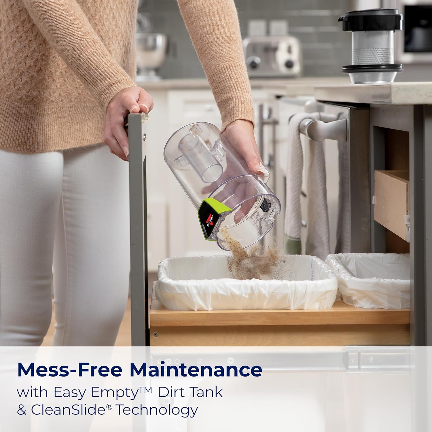 Bissell PowerGlide Slim Corded Vacuum, Powerful Pet Hair Pickup on Carpet & Hard Floors, Lightweight Swivel Steering, 3-in-1 Capabilities with Dusting & Crevice Tool, XL Tank, 3070, Black & Green