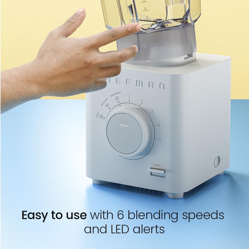 Chefman Obliterator 48 oz Countertop Blender for Smoothies, 1380W Motor to Crush Ice, Nuts, and Frozen Fruit with Stainless Steel Blade, Auto Blend Function, Includes Tamper and Scraper - CONCRETE