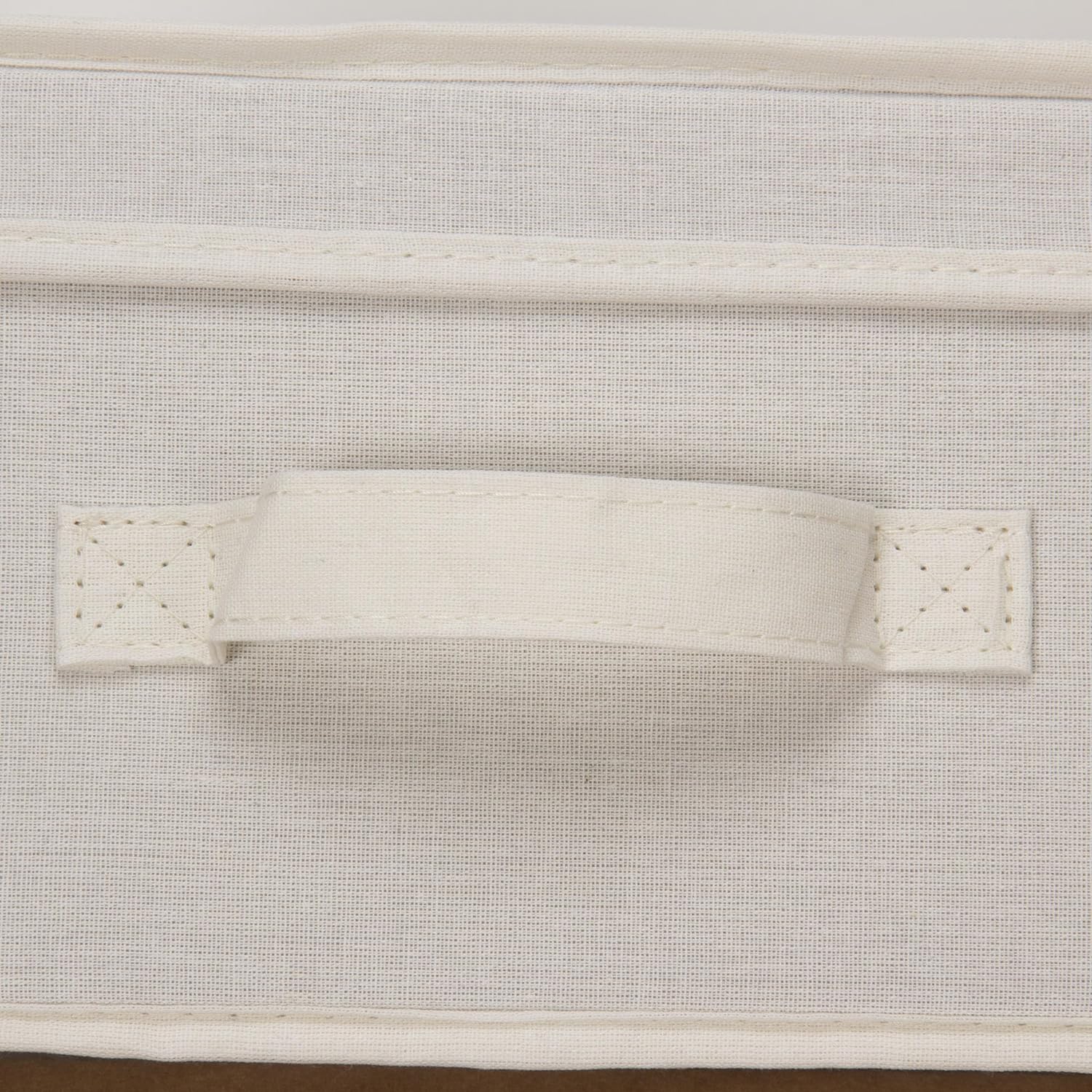 Household Essentials 113 Storage Box with Lid and Handle - Natural Beige Canvas - Large