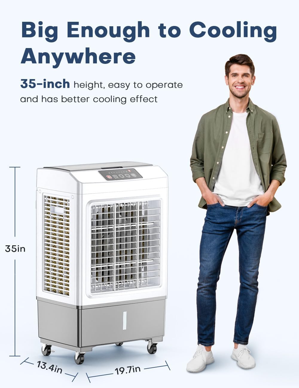 BALKO Evaporative Air Cooler, 2100CFM Windowless Air Conditioner Cooling up to 700 Sq.ft, Swamp Cooler Air Conditioner w/2 Modes & 3 Speeds, 7H Timer & Remote, Portable for Room Garage Patio